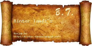 Binter Tamás névjegykártya